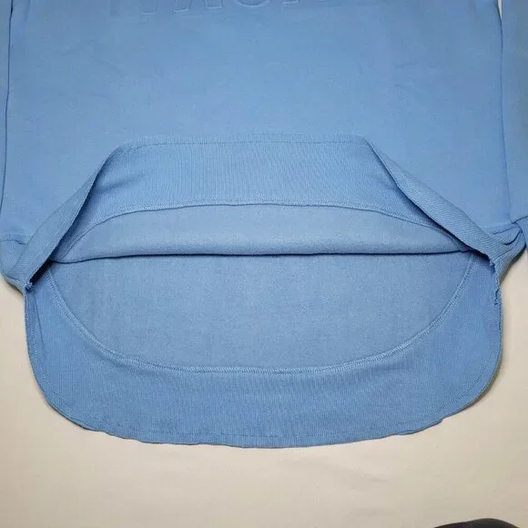 Embossed Crewneck Sweatshirt Womens Blue Salty Wave Small Beachy Streetwear NWOT - Picture 3 of 10